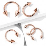 Rose Gold IP Spike Horse Shoe Ring